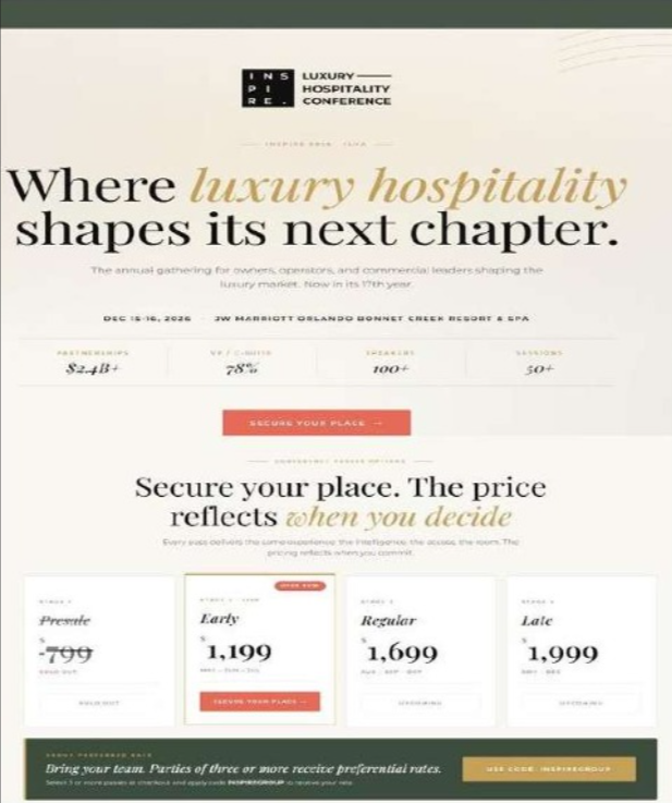 Landing page conferencia Inspire — Luxury Hospitality