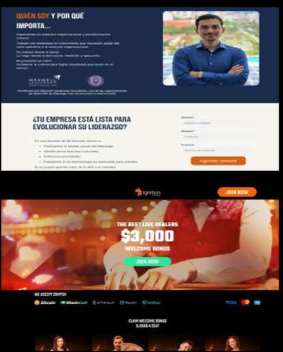Landing page de liderazgo con formulario de contacto
